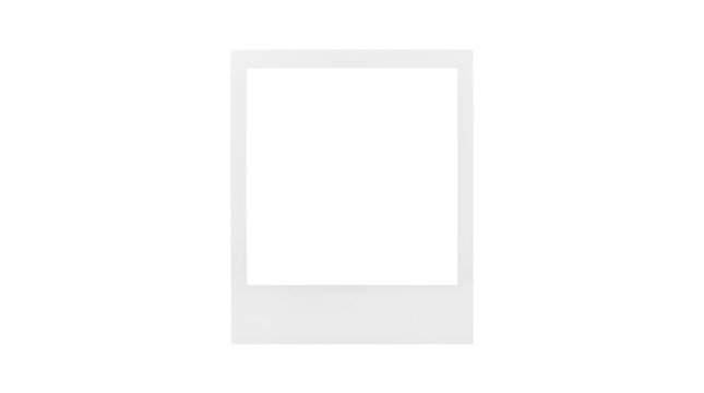 Blank white instant film frame is isolated on a plain white background for use as a photo mockup template.