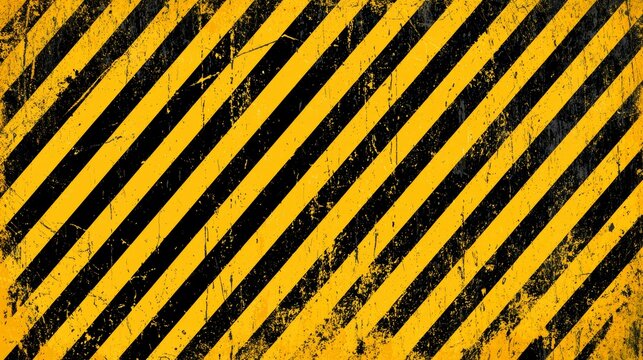 Yellow and black background illustration with warning symbols, danger and caution concept for safety alerts, hazard awareness, risk prevention and industrial security communication