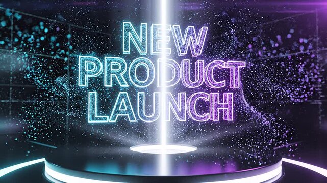 Futuristic Holographic Pedestal New Product Launch Title