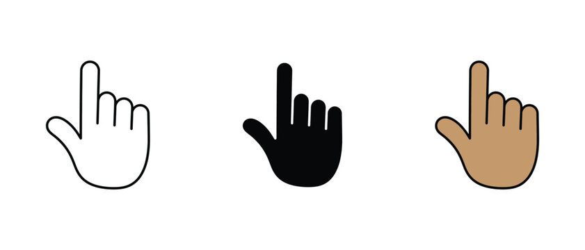 Hand pointer icon set. Click cursor symbol, touch gesture sign, web interface or direction vector illustration.