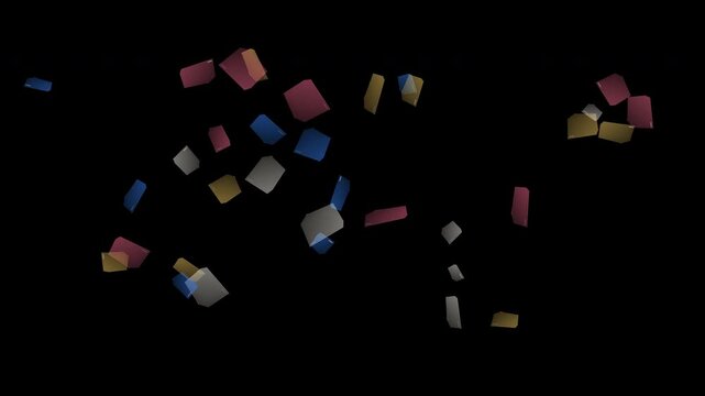 Magnetic Paper Shards Animation on Transparent Background