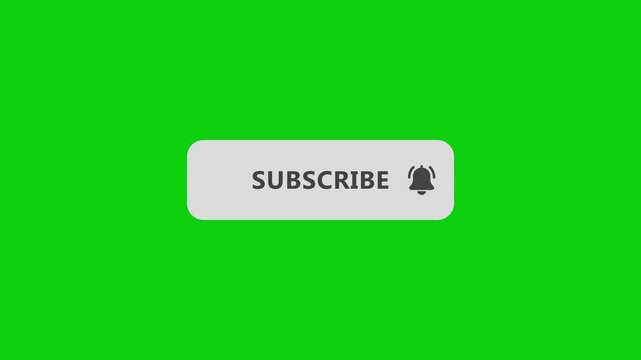 Subscribe button animation with mouse cursor click on green screen for you tube channel growth chroma key