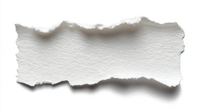 Torn paper strip with rough edges isolated on a clean white background for design elements.