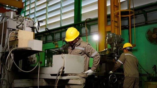 Factory worker back pain suffering in workplace for occupational safety awareness concept