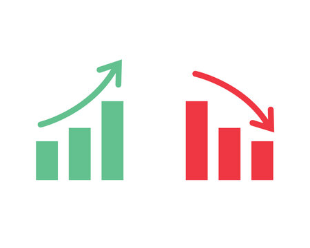 Growth and Decline Bar Chart Arrow Icons