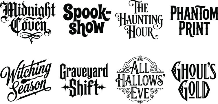 Halloween themed vintage style logos set