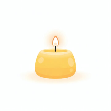 Burning Pillar Candle Vector Illustration