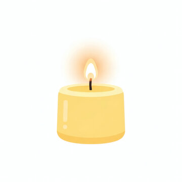 Burning Pillar Candle Vector Illustration
