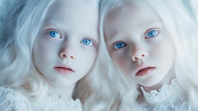 Two ethereal girls with white hair and blue eyes