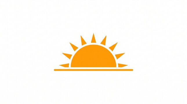 Minimalist Orange Sun Rising Icon Vector Illustration Isolated on White Background for Weather Forecast and Summer Concept Graphic Design