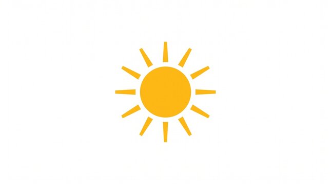 Minimalist Yellow Sun Icon Isolated on White Background for Weather Forecast and Climate Design Concepts