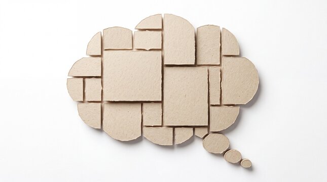 Cardboard speech bubble made of rectangular paper pieces