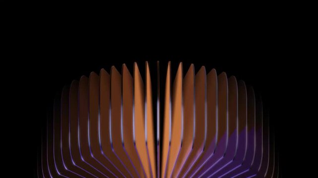 Abstract colorful metallic fan blades on black background