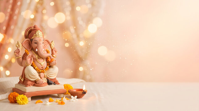Ganesh Chaturthi festival poster design with copy space