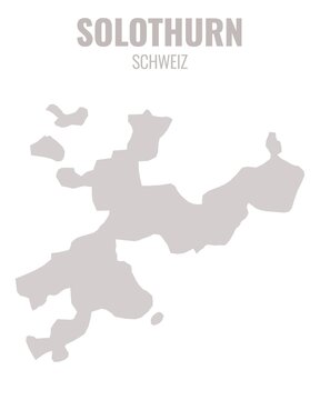 Solothurn Canton Map, Switzerland &ndash; Minimalist Geographic Silhouette