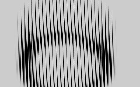 Abstract black and white vertical line pattern with a circular distortion effect.