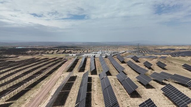 Large scale solar photovoltaic power station in desert gobi area