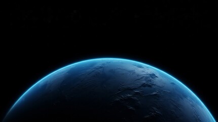 Cinematic blue planet earth in deep space, glowing atmospheric horizon of a distant world, dark cosmic background for sci-fi concepts © pixel art new