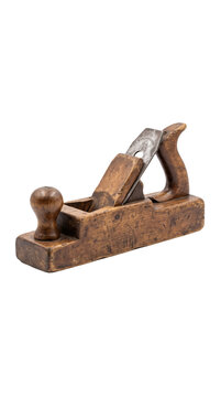 Antique wooden hand plane on transparent background