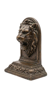 Antique bronze bookend on transparent background