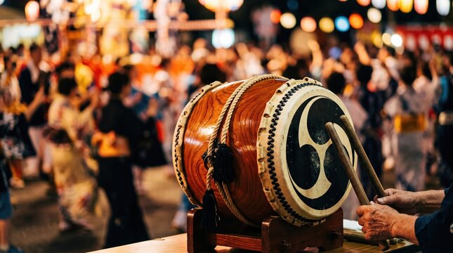 Taiko drum at a lively Japanese festival