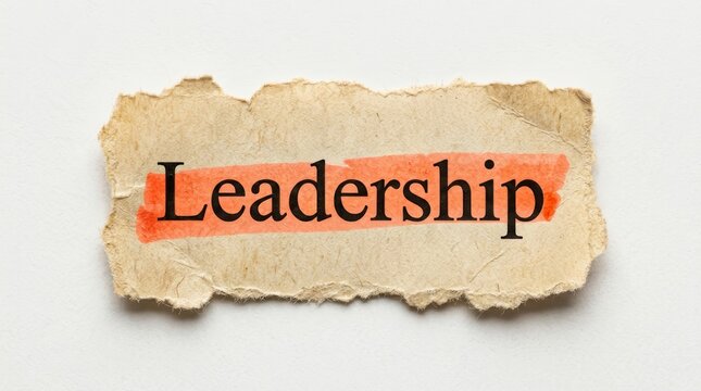 Close up of a ripped dictionary scrap containing the word leadership and its definition.