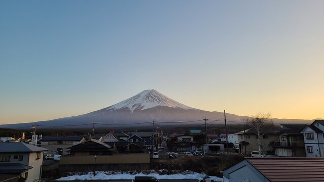 夕焼け空と富士山
