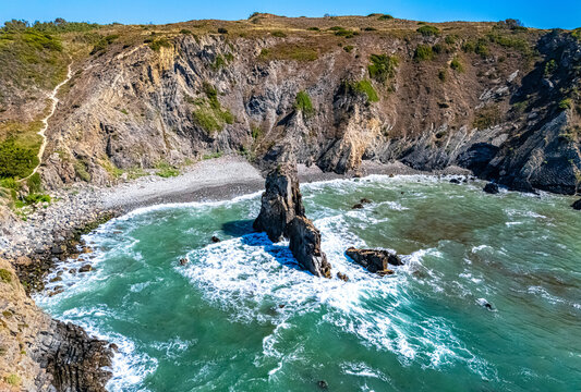Aerial view of Azenha do Mar beach near Odeceixe, Portugal