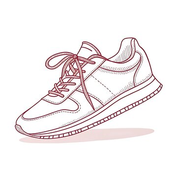 White sneaker with pink laces illustrated in a sketch style