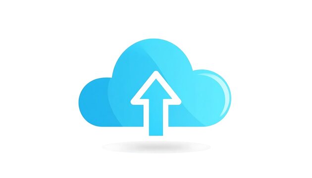 Blue upward arrow inside cloud icon symbol.