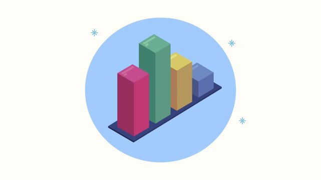 Animated bar chart graph showing growth and progress with animated data visualization elements.