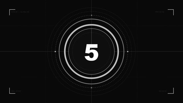 Futuristic Sci-Fi HUD 5 Second Countdown Animation Background Overlay with Cyan and Orange Tech Interface