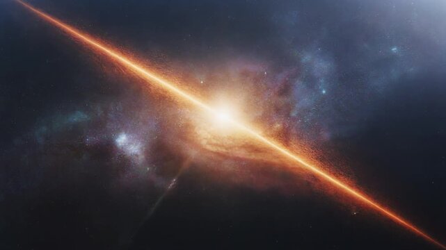 Vibrant Quasar Emitting Powerful Plasma Jet Through Star-filled Deep Space Cosmos