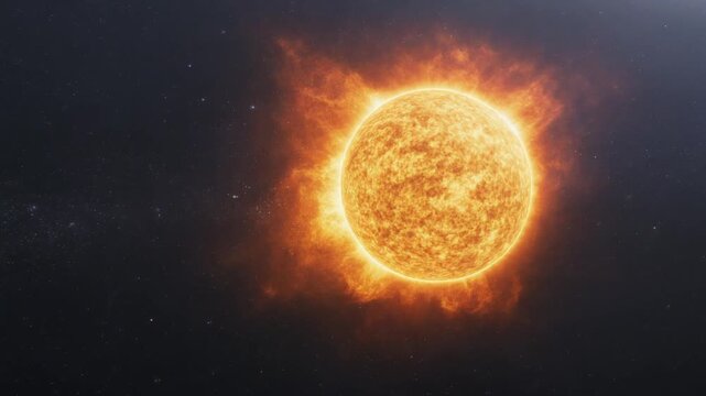 Solar Giant Star Radiating Intense Heat and Light in the Vacuum of Space