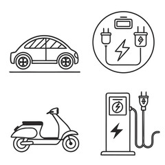 Naklejka premium Car Icon Set Vector Illustration for Transportation, Automobile, Vehicle, Taxi, Truck, Bicycle, Motorcycle, Traffic, Travel, Road and Modern Automotive Design