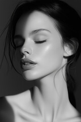 Fototapeta premium people of ai, black and white, model sending kiss, photorealistic