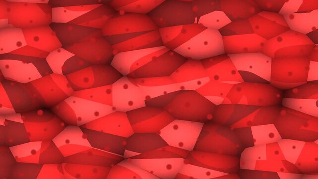 Abstract red organic cells shifting and morphing in a microscopic view