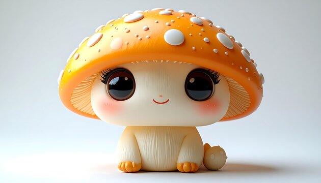 Cute kawaii design yellow pet mushroom