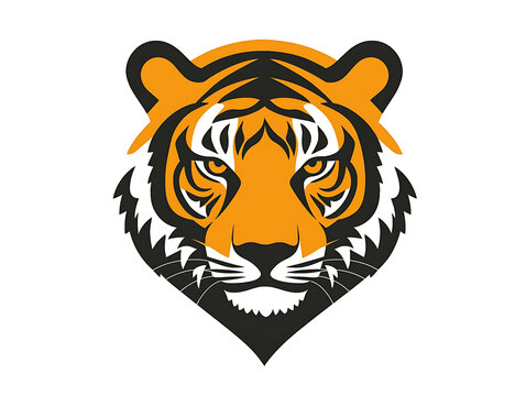 Tiger Flat Vector Illustration, Cute Wildlife Animal Cartoon Icon Isolated on White Background