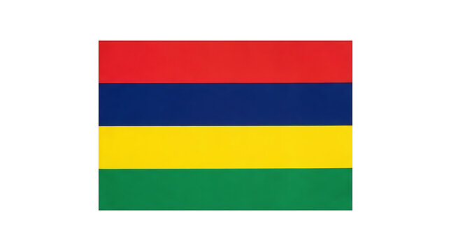 National flag of Mauritius featuring four horizontal stripes of red blue yellow and green