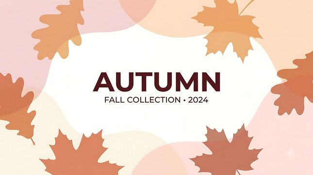 Autumn fall collection 2024 banner, seasonal orange and brown leaf border, warm aesthetic nature background for marketing