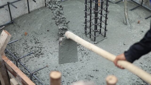 Reinforced Concrete Foundation Under Construction