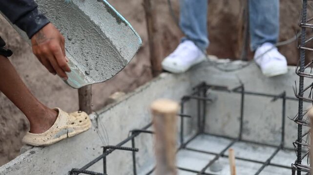Reinforced Concrete Foundation Under Construction