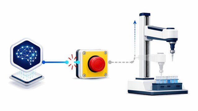 AI Safety Diagram Showing Unauthorized MCP Tool Invocation Blocked by Emergency Stop Control