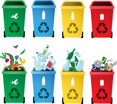 Color Coded Recycling Bins for Organized Waste Separation