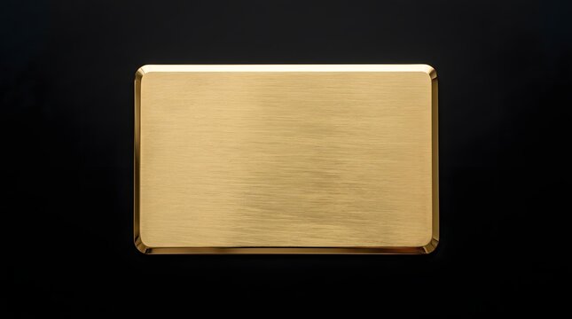 Brushed gold metal plate on black background