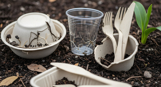 Biodegradable compostable plastic alternative cutlery and cup