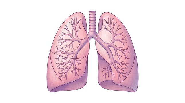 Human lungs with bronchial tree medical illustration