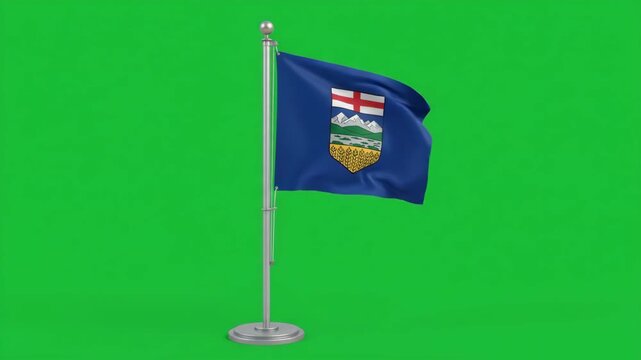 Alberta flag waving on a green screen, representing the Canadian province's identity and sovereignty.