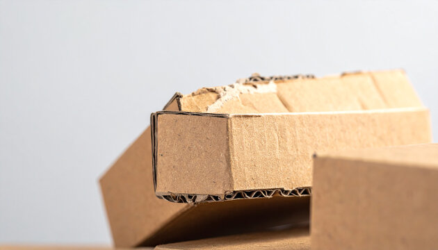 Cardboard Box Shipment: A close-up shot of several brown cardboard boxes stacked together, suggesting logistics, packaging, or delivery services.